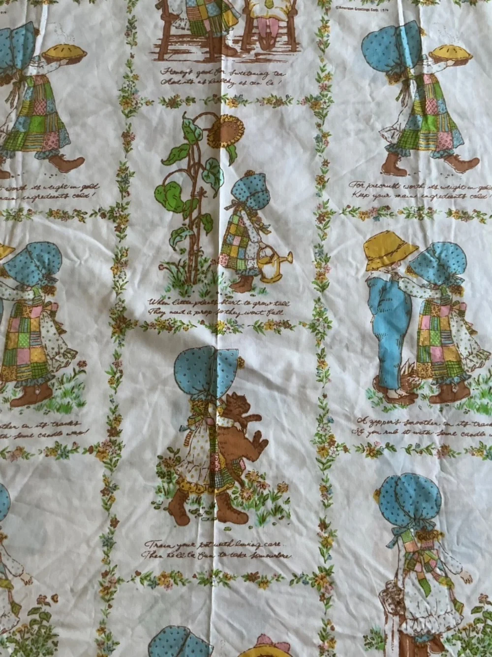 Vintage 1976 American Greetings Holly Hobbie Flat Fitted sheet 80 x 92
